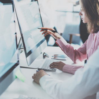 working at computers