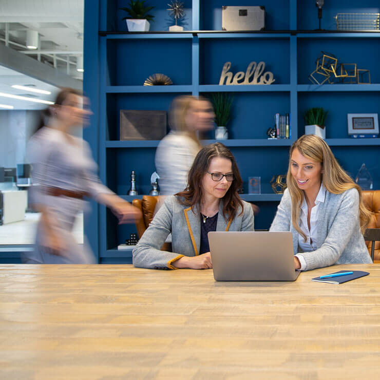 two women in a library